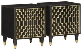 Comodini 2pz 40x33x46 Cm İn Legno Massello Di Mango /