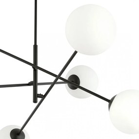 Lampadario da Soffitto in Acciaio e Vetro LINEAR 6 Nero 6xE14 Colore delle Sfere Bianco