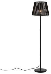 Lampada da terra per esterni nera con paralume in corda nera IP44 - Virginia Jayla