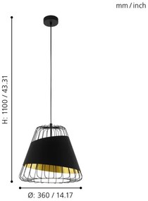 Eglo 49446 - Lampadario a sospensione con filo AUSTELL 1xE27/60W/230V