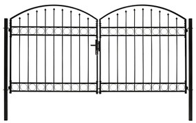 Cancello A Doppia Anta Ad Arco İn Acciaio 300x150 Cm Nero /