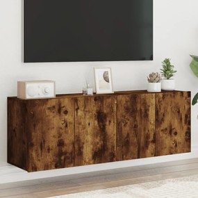 Mobili Tv A Parete 2pz Rovere Fumo 60x30x41 Cm /