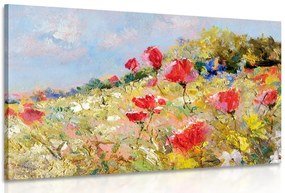 Quadro su tela – Papaveri dipinti sul prato