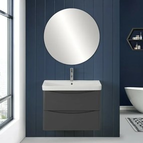 Mobile bagno sospeso 80 cm antracite con specchio a filo Zen