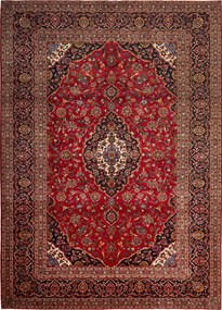 Kashan Tappeto 250x350 Blu (Iran) Annodato A Mano