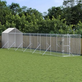 Cuccia Cani Da Esterno Tetto Argento 2x14x2,5 M Acciaio Zincato /