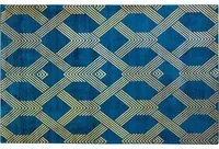 Tappeto Blu con dorato Fantasia Geometrica Viscosa con Cotone 140 x 200 cm Stile Modern Glam