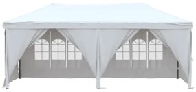 Tenda per Feste Pieghevole con Pareti Laterali Bianco 3x6 m