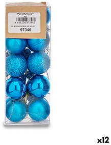 Set di palline di Natale Ø 3 cm Azzurro Plastica (12 Unità)