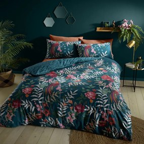 Biancheria da letto singola verde 135x200 cm Tropical Floral Birds - Catherine Lansfield