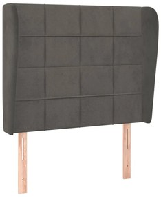 Testiera ad orecchio grigioscuro 103x23x118/128cm in velluto