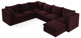 Divano angolare burgundy (con penisola a sinistra/a U) Manao – Makamii
