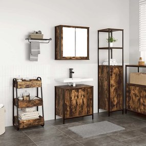 Set Mobili Da Bagno 2 Pz Rovere Fumo İn Legno Multistrato /