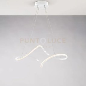 Sospensione in metallo e alluminio laccato bianco con led integrato...