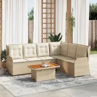 Set Divani da Giardino 5 pz con Cuscini in Polyrattan Beige 3262474