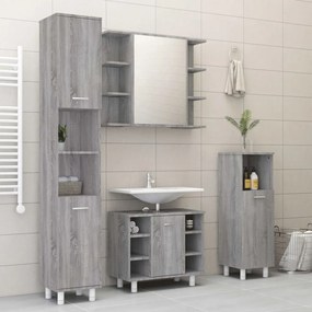 Set Mobili Da Bagno 4 Pz Grigio Sonoma İn Legno Multistrato /
