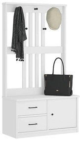 Albero Da Ingresso Sandens Bianco 87x40x159,5 Cm Legno Di Pino /