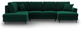 Divano angolare verde allungabile e con contenitore (con penisola a sinistra/a U) con rivestimento in velluto Kyoto – Cosmopolitan Design