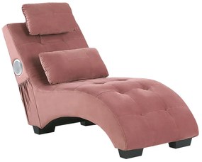 Chaise longue velluto rosa con casse bluetooth SIMORRE Beliani