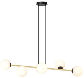 Lampadario a sospensione GRAVITY 6 Nero/Bianco e Oro 6xE14