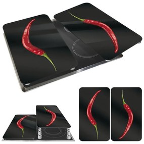 Set di 2 copri stufe in vetro, 52 x 30 cm Peperoni - Wenko