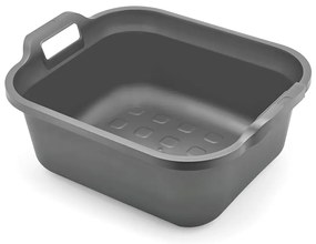 Lavorazione in plastica grigio metallizzato con due manici , 39 x 32 x 14 cm - Addis