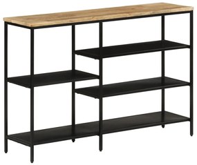 Tavolo Consolle 110x30x75cm Legno Massello Mango Grezzo E Ferro /