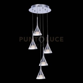 Jewel, lampada a sospensione, cristallo trasparente, cromo, led 30w...