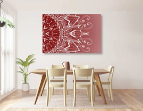 Stampa su tela – Mandala bianco su sfondo bordeaux