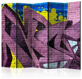 Paravento separè Street Art - Graffiti II (5 parti) - composizione colorata su mattoni