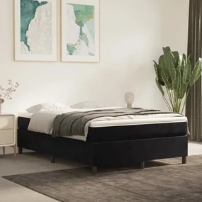 Giroletto A Molle Con Materasso Nero 140x200 Cm İn Velluto /