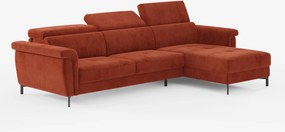 Capri Divano letto angolare con penisola contenitore e poggiatesta reclinabili - elegante tessuto smacchiabile T30