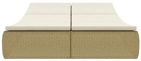 Lettino prendisole in polyrattan beige