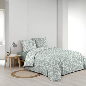 Set copripiumino e federa bianco/verde in microfibra per letto matrimoniale ed esteso 240x220 cm Sequoia – douceur d'intérieur