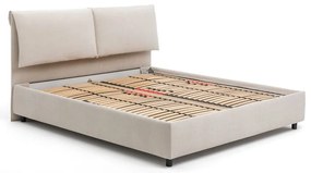 Letto matrimoniale imbottito beige con contenitore, materasso e rete inclusi 180x200 cm Myra Pillow – Bonami Selection