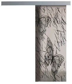 Anta per porta scorrevole esterno muro Butterfly in vetro nero, L 88 x H 215 cm spessore 8 mm, apertura sinistra