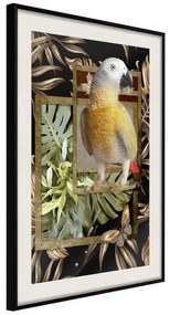 Poster  Composition with Gold Parrot  Cornice Quadri Cornice nera con pass-partout, Larghezza x Altezza Home decor 20x30