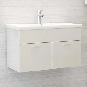 Mobile con lavabo integrato bianco lucido in legno multistrato