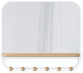 Appendiabiti da parete in legno di faggio bianco naturale con ripiano Estique - Umbra