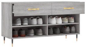 Panca Porta Scarpe Grigio Sonoma 102x35x55 cm Legno Multistrato