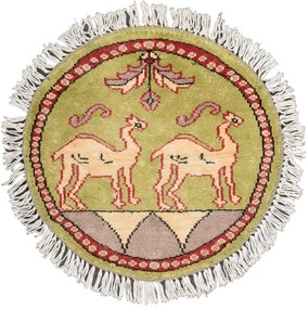 Agra Tappeto 40x40 Verde (Indian) Annodato A Mano
