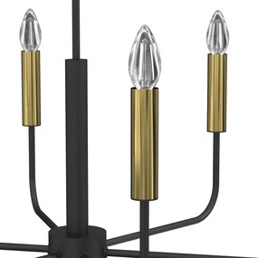 Lampadario a sospensione con filo AKASYA 6xE14/15W/230V nero/oro