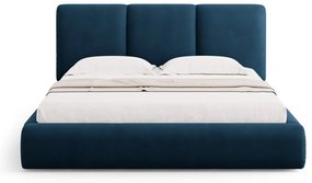Letto matrimoniale imbottito blu scuro con contenitore con griglia 200x200 cm Brody - Mazzini Beds