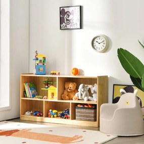 Costway Libreria e organizer a 5 sezioni per sistemare libri e giocattoli, Scaffale di legno per classe e casa Naturale