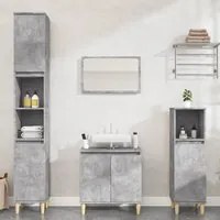 Set Mobili da Bagno 3 pz Grigio Cemento in Legno Multistrato 3185585