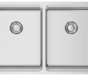 Lavello 2 vasche RODI Una 75 inox L 44 x L 74 x P 20 cm argento