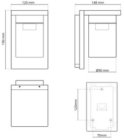 Applique Corten/Mattone da Parete, Base E27, IP54 - Serie RIGA Base E27