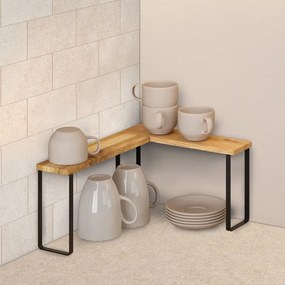 Set di ripiani aggiuntivi color nero opaco/di colore naturale in legno 2 pz 27x8 cm York – Metaltex