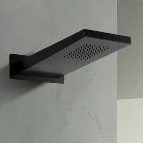Soffione doccia a sbalzo 22x50 cm nero opaco in acciaio inox