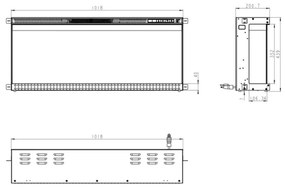 Camino elettrico da parete ad incasso 3 Lati BOSTON100 L101,6 x P20 x H44 cm